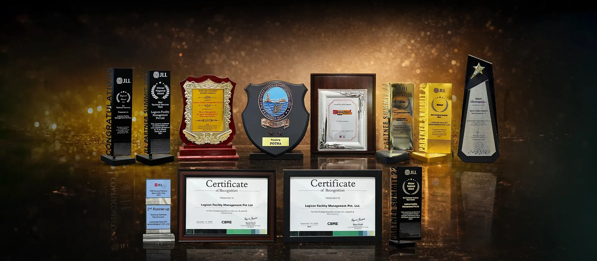 Logicon Facility Management award recognition and reception staff